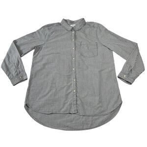 Sonoma Women's Stripe Button Up Shirt Size Large Cotton Nautical Preppy Casual